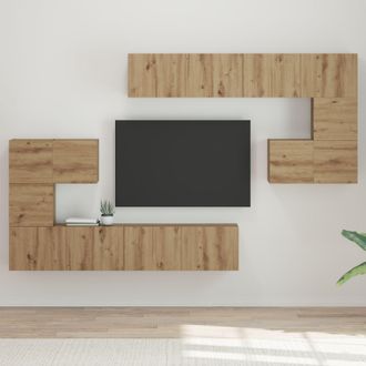 Berkfield Home Wall-mounted Tv Cabinet Wall-mounted with Storage with Door 8 pcs Artisan oak in Brown