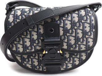 Dior Navy Leather Jacquard Shoulder Bag (Pre-Owned)