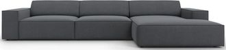 BLOOMINGLOFT 4-Sitzer Design Ecksofa Jodie mit Chaiselongue rechts - Strukturstoff