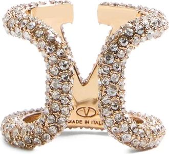 Valentino Garavani VLogo ring verfraaid met kristallen - Goud