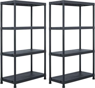 vidaXL Storage Shelf Racks 2 pcs Black 60x30x138 cm Plastic vidaXL