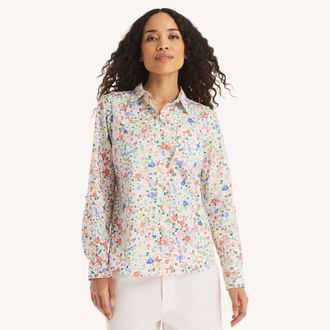 Nautica Womens Printed Button-Up Shirt
