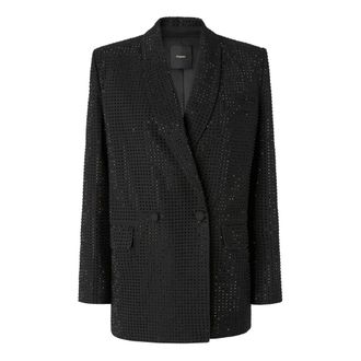 Pinko Blazers, female, Black, Size: 2XS Double-breasted Blazer