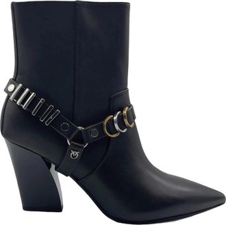 Pinko Leren Enkellaars in Violet - Dames - Cowboylaarzen - Zwart - 39 EU - Leer - Schoenen