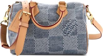 Louis Vuitton Speedy Bandouliere Bag 3D Damier Giant Denim 25 satchel - Blauw
