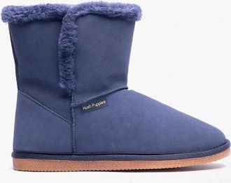 Hush Puppies Womens Hush Puppies ASHLEIGH Womens Suede Bootie Slippers Navy - Blue - Size: 3