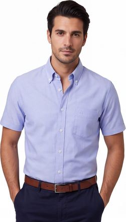 Led&ucirc;b Lichtblauw overhemd Ledub katoen button-down collar witte knoop