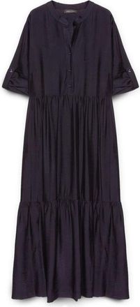 Fiorella Rubino Lange jurk met ruches - Dames - Maxi kleedjes - Blauw - 2XL - Nylon - Kleedjes