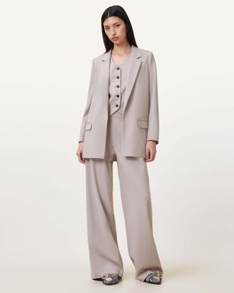 AllSaints Womens Polyester Aleida Lightweight Tri Blazer, Size: UK 16/US 12