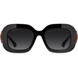 Etro 52mm Gradient Rectangular Sunglasses in Black/Dark Grey at Nordstrom