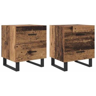 vidaXL Bedside Cabinet with Drawer 2 pcs Old wood 40 x 35 x 47.5 cm vidaXL