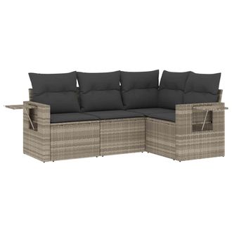 vidaXL Vidaxl - Set Divano Da Giardino 4pz Con Cuscini Grigio Chiaro Polyrattan