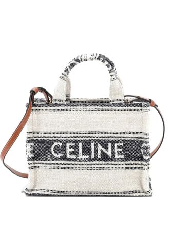 Celine Cabas Thais Tote Striped Jacquard Textile Small satchel - Neutrals
