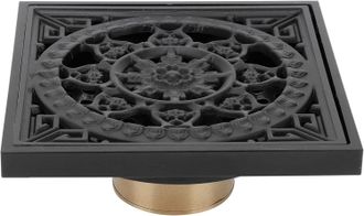 OEM Desag&uuml;e De Suelo Negro De 10 X 10 X 4 Cm - Tapa De Desag&uuml;e Cuadrada Con Rejilla Y Filtro Extra&iacute;bles - Colador De Desag&uuml;e De Suelo De Cobre Para Cocina