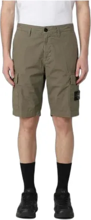 Stone Island Bermuda Stretch Cotton Tela Paracadute - Heren - Sport - Groen - Maat: W36 Katoen