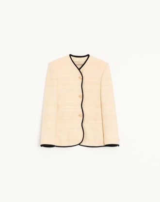 Valentino Jacket In Silk Linen Canvas Woman LATTE/BLACK 38