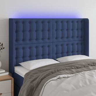 vidaXL Cabecero Con Led De Tela Azul 147x16x118/128 Cm Vidaxl