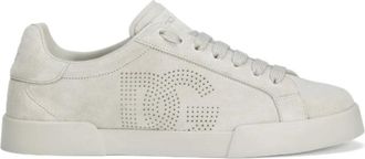Dolce & Gabbana Beige Logo Sneakers Vetersluiting Platte Zool - Heren - Sneakers - Beige - 41 EU - Su&egrave;de - Schoenen