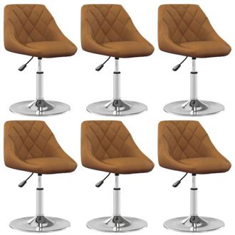 vidaXL Silla De Comedor Giratoria 6 Uds Terciopelo Marr&oacute;n Vidaxl