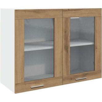 vidaXL Hanging Glass Cabinet Lyon Artisan Oak 80x31x60 cm Engineered Wood Vidaxl