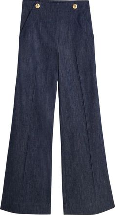 JOSH V Indra High Waisted Wide Leg Broeken - Dames - Wijde Broeken - Blauw - XL - Broeken