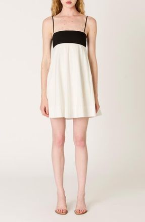 Nia Girasol Cotton Blend Babydoll Minidress in Black/White at Nordstrom, Size X-Small