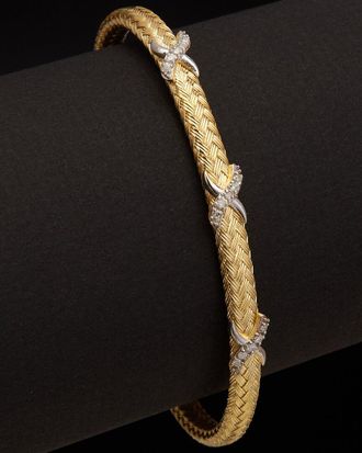 Meshmerise 18K Over Silver 0.15 Ct. Tw. Diamond Bangle Bracelet