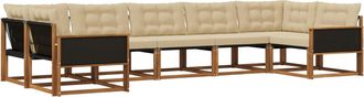 vidaXL Conjunto De Sof&aacute;s De Exterior 7 Uds. Natural Y Beige Vidaxl