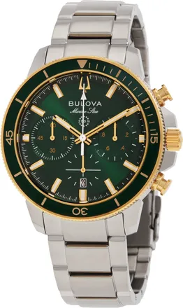 Bulova Marine Star Chronograph Quartz Green Dial Mens Watch 98B469