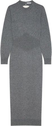 Givenchy Kleedjes, Dames, Grijs, M, Kasjmier, Kasjmier Midi Jurk met Open Rug