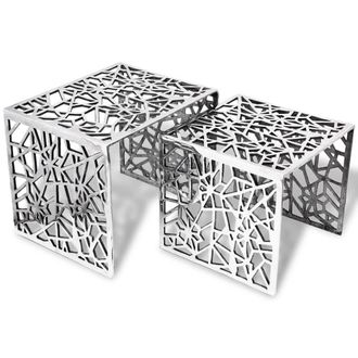 Berkfield Home Two Piece Side Tables Square Aluminium Silver