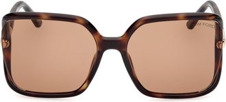 Tom Ford Solange-02 60mm Butterfly Sunglasses in Shiny Dark Havana /Brown at Nordstrom Rack