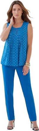 Roaman's Pleated Tank in Blue White Medallion at Nordstrom, Size 44