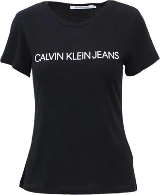 Calvin Klein Jeans Zwart Print Logo Tee Korte Mouw - Dames - T-shirts - Zwart - M - Katoen - Tops