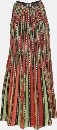 M Missoni Green/orange Alga And Bubble Pattern Knit A-Line Mini Dress
