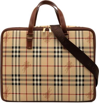 Burberry Pre-owned Burberry Haymarket Check Coated Canvas Business Bag Unisex C5RG8HKGMWPZV3WG