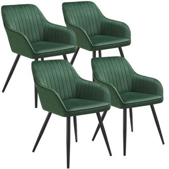 TecTake Dining Chair Marilyn Set Of 4 - Dark Green / Black | Size: 4 Pack