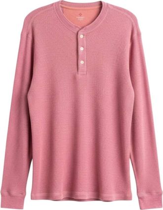 True Grit Mens Long Sleeve Waffle Henley Tee In Red