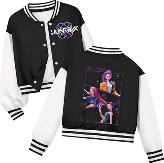 Generic K-kpop D-Demon H-Hunters Girls Boys Baseball Jacket Cute Anime Film Character Prints Long Sleeve Oversized Sweatshirts with Pockets Anime Graphic Bomb