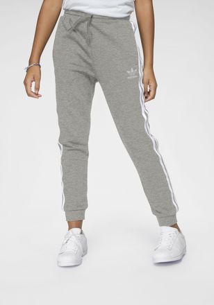 adidas Sporthose ADIDAS ORIGINALS 3STREIFEN HOSE, Damen, Gr. 170, N-Gr, grau (medium grau heather, wei&szlig;), Obermaterial: 70% Baumwolle, 30% Polyester, Hosen S