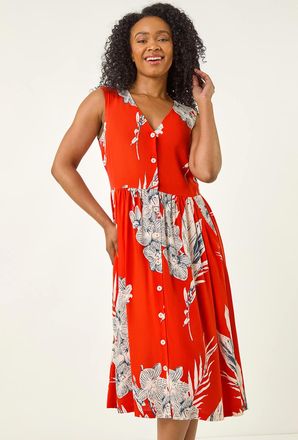 Roman Button Through Pocket Dress