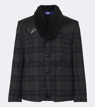 Junya Watanabe Leather-trimmed wool tweed down jacket