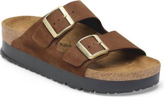 Birkenstock Womens Arizona Platform Sandal In Dark Tea