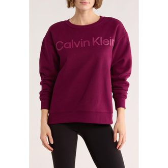 Calvin Klein Puff Print Fleece Sweatshirt in Berry Glaze at Nordstrom Rack, Size Small