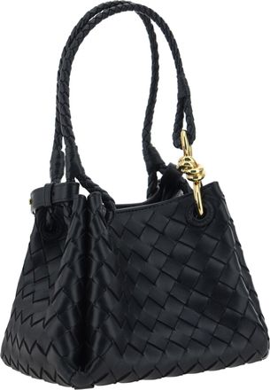 Bottega Veneta Womens Shoulder Bag Parachute Lambskin Black Black-Brass Black/brass