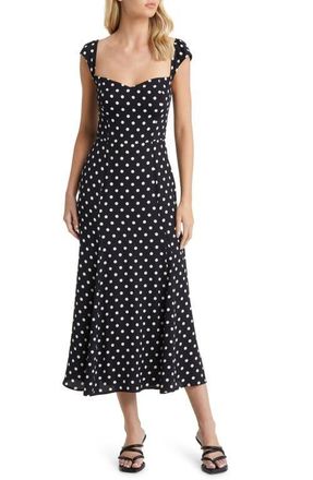 Reformation Bryson Polka Dot Cap Sleeve Dress in Bettie at Nordstrom, Size 2