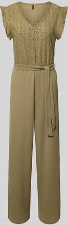 Only Regular Fit Jumpsuit mit Lochstickerei Modell LELISA in Khaki, Gr&ouml;&szlig;e XL