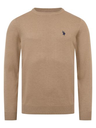 U.S.Polo Association heren trui - ronde hals met ribboorden & geborduurd logo
