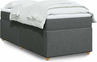 vidaXL Cama Box Spring Con Colch&oacute;n Tela Gris Oscuro 80x200 Cm Vidaxl