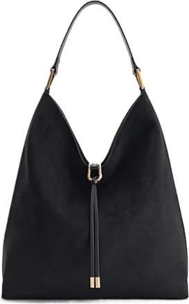 Generic Compatible For Large Capacity Leather Bucket Bag Womens Commuter Tote Underarm Soft Square Shape Single Shoulder(Black [spot delivery])